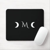 Moderne Halbmonde Schwarz-Weiß-Monogramm Mousepad (Mit Mouse)
