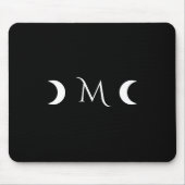 Moderne Halbmonde Schwarz-Weiß-Monogramm Mousepad (Vorne)