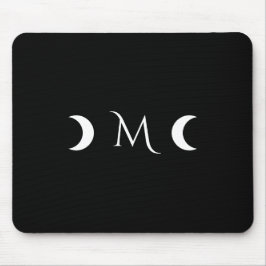 Moderne Halbmonde Schwarz-Weiß-Monogramm Mousepad