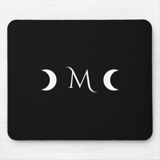 Moderne Halbmonde Schwarz-Weiß-Monogramm Mousepad (Vorne)