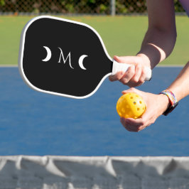 Moderne Halbmonde Schwarz-Weiß-Monogramm Pickleball Schläger