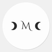 Moderne Halbmonde Schwarz-Weiß-Monogramm Runder Aufkleber (Vorderseite)