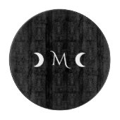 Moderne Halbmonde Schwarz-Weiß-Monogramm Schneidebrett (Vorderseite)