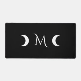 Moderne Halbmonde Schwarz-Weiß-Monogramm Schreibtischunterlage