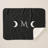 Moderne Halbmonde Schwarz-Weiß-Monogramm Sherpadecke (Vorderseite (Horizontal))