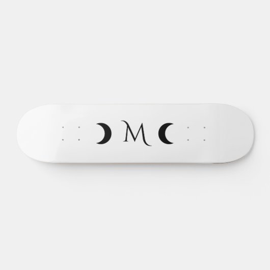 Moderne Halbmonde Schwarz-Weiß-Monogramm Skateboard (Horizontal)