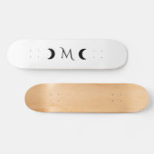 Moderne Halbmonde Schwarz-Weiß-Monogramm Skateboard (Horizontal)