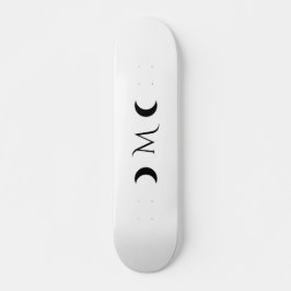 Moderne Halbmonde Schwarz-Weiß-Monogramm Skateboard