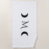 Moderne Halbmonde Schwarz-Weiß-Monogramm Strandtuch (Vorderseite)
