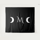 Moderne Halbmonde Schwarz-Weiß-Monogramm Wandteppich (Vorderseite (Horizontal))