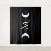 Moderne Halbmonde Schwarz-Weiß-Monogramm Wandteppich (Vorderseite)