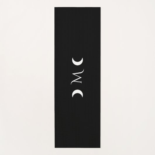 Moderne Halbmonde Schwarz-Weiß-Monogramm Yogamatte (Vorderseite)