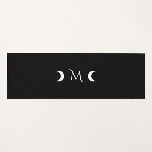 Moderne Halbmonde Schwarz-Weiß-Monogramm Yogamatte (Vorderseite (Horizontal))