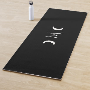 Moderne Halbmonde Schwarz-Weiß-Monogramm Yogamatte