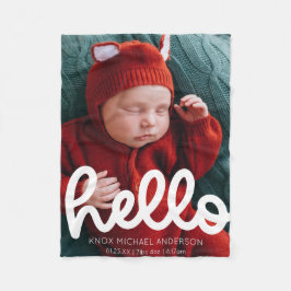 Moderne Hallo Geburtserklärung mit Foto Fleecedecke