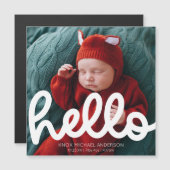 Moderne Hallo Geburtserklärung mit Foto Magnet (Vorne/Hinten)