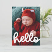 Moderne Hallo Geburtserklärung mit Fotokarte (Stehend Vorderseite)