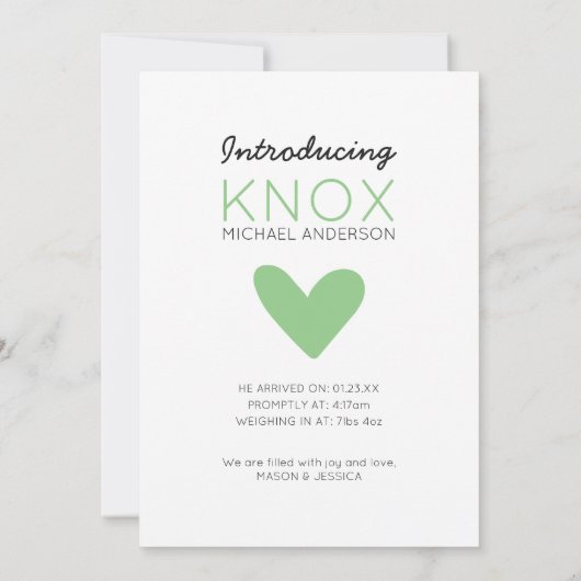 Moderne Hallo Geburtserklärung mit Fotokarte (Rückseite)