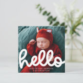 Moderne Hallo Geburtserklärung mit Fotokarte (Stehend Vorderseite)