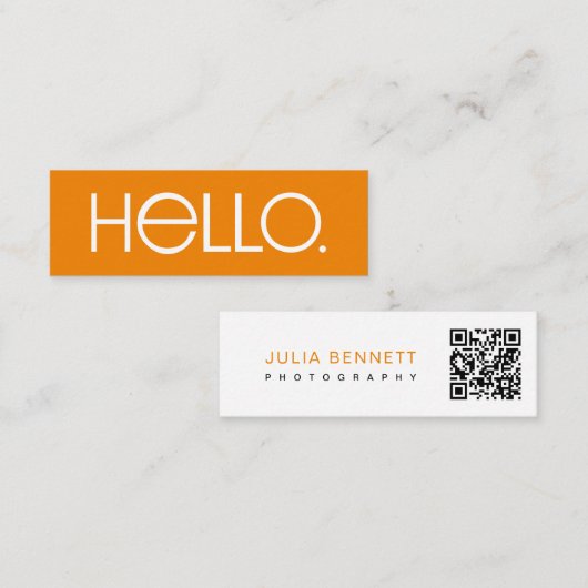 Moderne "Hallo"-Typografie-Design Mini Visitenkarte (Vorne/Hinten)