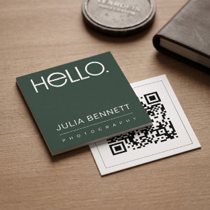 Moderne "Hallo"-Typografie-Design Quadratische Visitenkarte