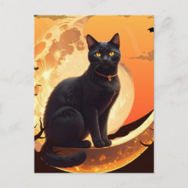 Moderne Halloween Black Cat Postkarte