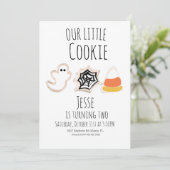 Moderne Halloween Cookie Ghost Spider Geburtstag Einladung (Stehend Vorderseite)