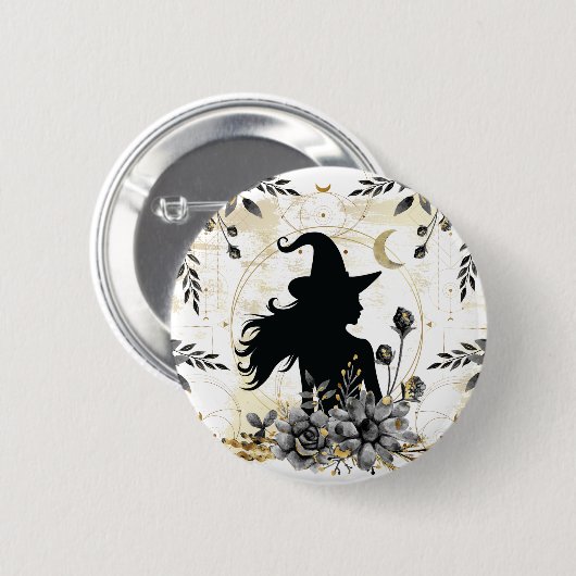 Moderne Halloween Hexe 3 Button (Vorne & Hinten)