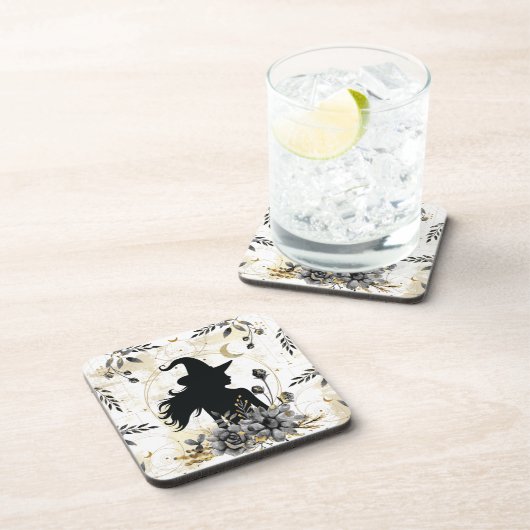 Moderne Halloween Hexe 3 Getränkeuntersetzer (Rechte Seite)