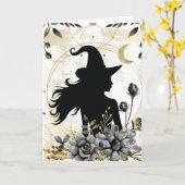 Moderne Halloween Hexe 3 Karte (Gelbe Blume)