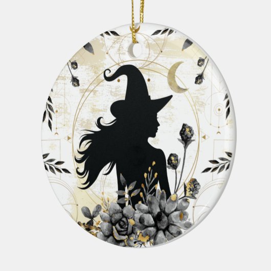 Moderne Halloween Hexe 3 Keramik Ornament (Links)