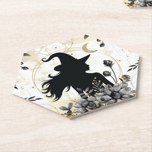 Moderne Halloween Hexe 3 Untersetzer (angewinkelt)