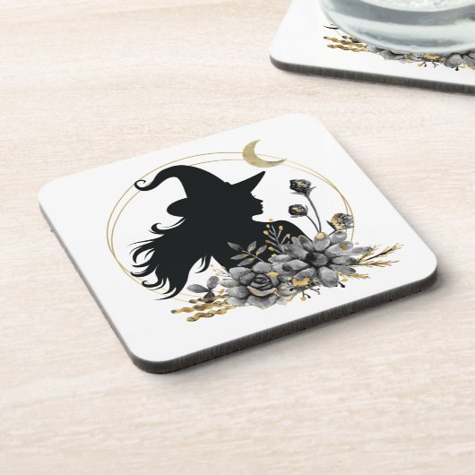 Moderne Halloween Hexe Getränkeuntersetzer (Linke Seite)