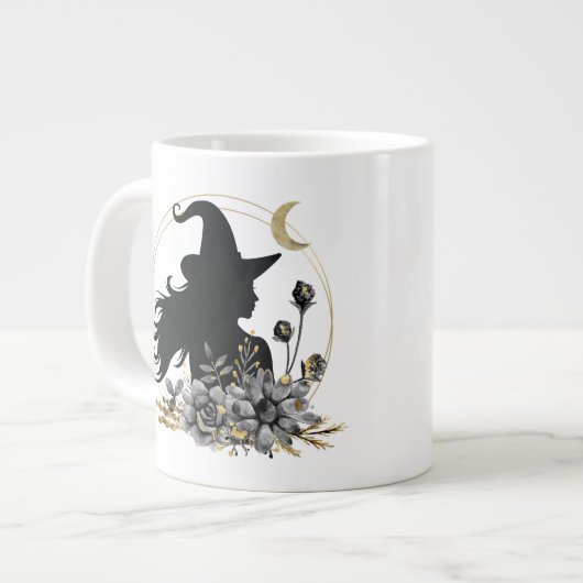 Moderne Halloween Hexe Jumbo-Tasse (Vorderseite Links)