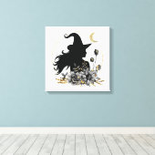 Moderne Halloween Hexe Leinwanddruck (Insitu (Holzboden))