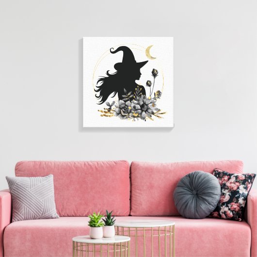 Moderne Halloween Hexe Leinwanddruck (Insitu (Wohnzimmer))