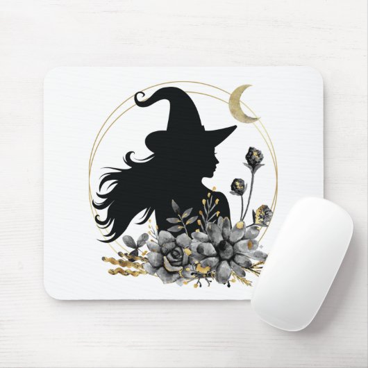 Moderne Halloween Hexe Mousepad (Mit Mouse)
