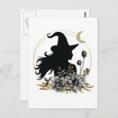 Moderne Halloween Hexe Postkarte (Vorne/Hinten)