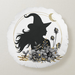 Moderne Halloween Hexe Rundes Kissen