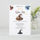 Moderne Halloween-Hexenhut-Party Einladung (Stehend Vorderseite)