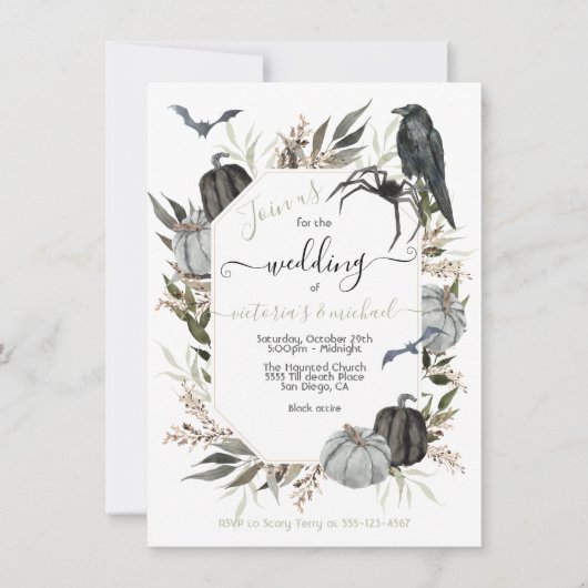 Moderne Halloween-Hochzeit Einladung (Vorderseite)