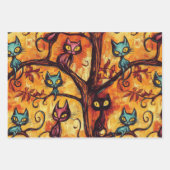 Moderne Halloween-Katzen Geschenkpapier Set (Vorderseite)