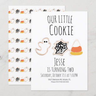 Moderne Halloween-Keks-Geist-Spinne-Geburtstags-Ei Einladung