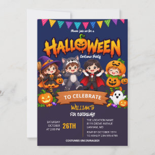 Moderne Halloween-Kinderkostüm-Party-Einladung Einladung