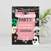 Moderne Halloween Niedlich Spooky Ghouls Geburtsta Einladung (Stehend Vorderseite)