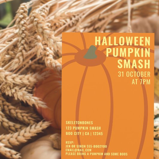 Moderne Halloween Pumpkin Smash Party Einladung