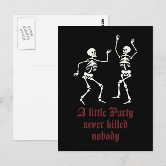 Moderne Halloween-Skelette Postkarte (Vorne/Hinten)