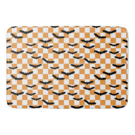 Moderne Halloween Spookobas Orange Checkerboard Badematte