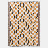 Moderne Halloween Spookobas Orange Checkerboard Decke (Vorderseite Vertikal)