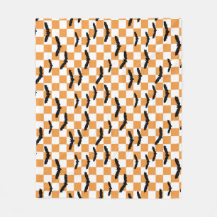 Moderne Halloween Spookobas Orange Checkerboard Fleecedecke